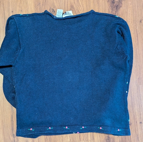 Vintage 80s/90s Suburban Petites Floral Embroidered Sweater - Picture 2 of 2